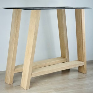 A 100 -Shaped Solid Oak Table Legs – Handmade Dining Table Base – Rustic & Modern Style – 700mm Height – 40x80mm Beams – Natural Finish