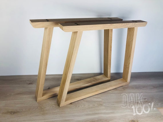 U字型オーク無垢材テーブル脚 – 高さ700 mm – ダイニングテーブル用