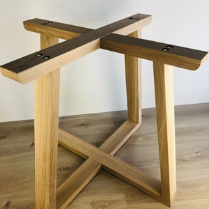 Oak Table Legs for Round Tables – Solid Wood Base 40x80mm – Fits Wood, Glass, Concrete Tops – Handmade Durable Legs