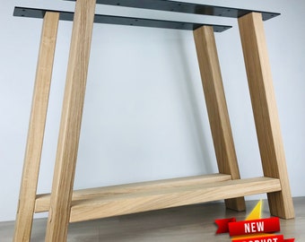 Handmade Solid Oak Table Frame – Industrial Steel Base