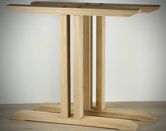 T-vormige eiken tafelpoten – Massief houten onderstel van 40 x 80 mm – Handgemaakte duurzame poten voor eet- of salontafels – Natuurlijke afwerking