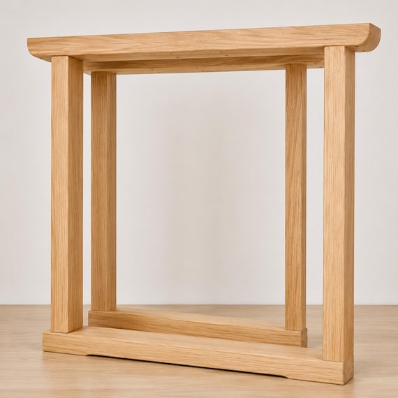 O-shaped Solid Oak Table Legs – Handmade Wooden Base for Dining or