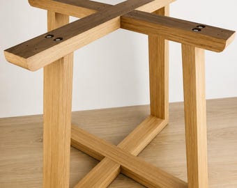 Oak Table Legs for Round Tables – Solid Wood Base 40x80mm – Fits Wood, Glass, Concrete Tops – Handmade Durable Legs