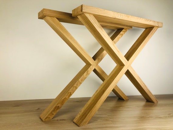 手作りのX字型オーク無垢材テーブル脚 - 素朴なモダンデザイン - Etsy 日本