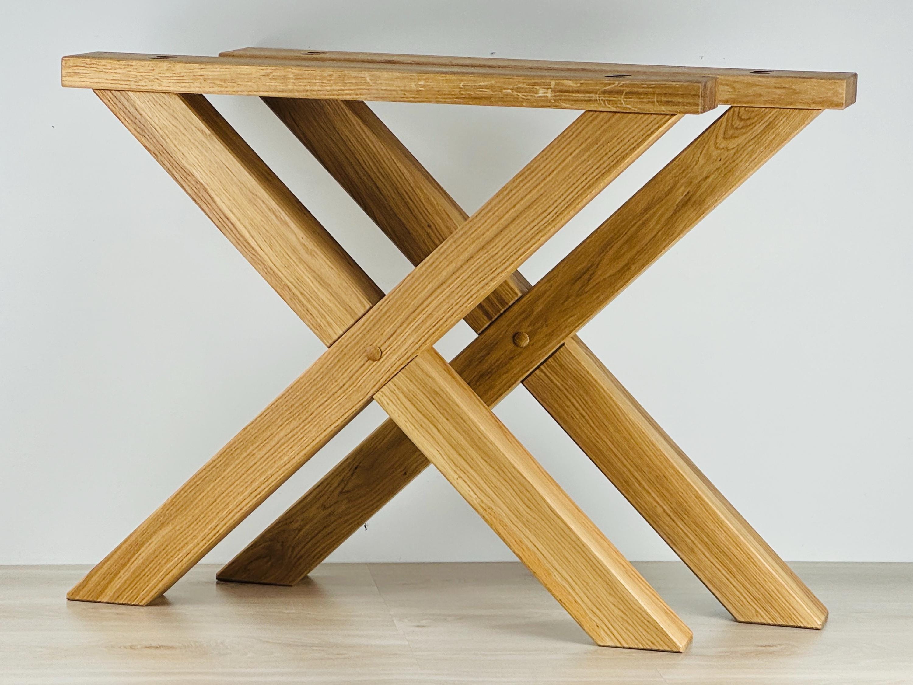 X-shaped Oak Table Legs – Solid Wood Base for Dining or Coffee