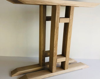 T-Shaped Solid Oak Table Legs – Handmade Heavy-Duty Wood Base for Rectangular Tables – 40x80mm Beams – Minimalist & Durable