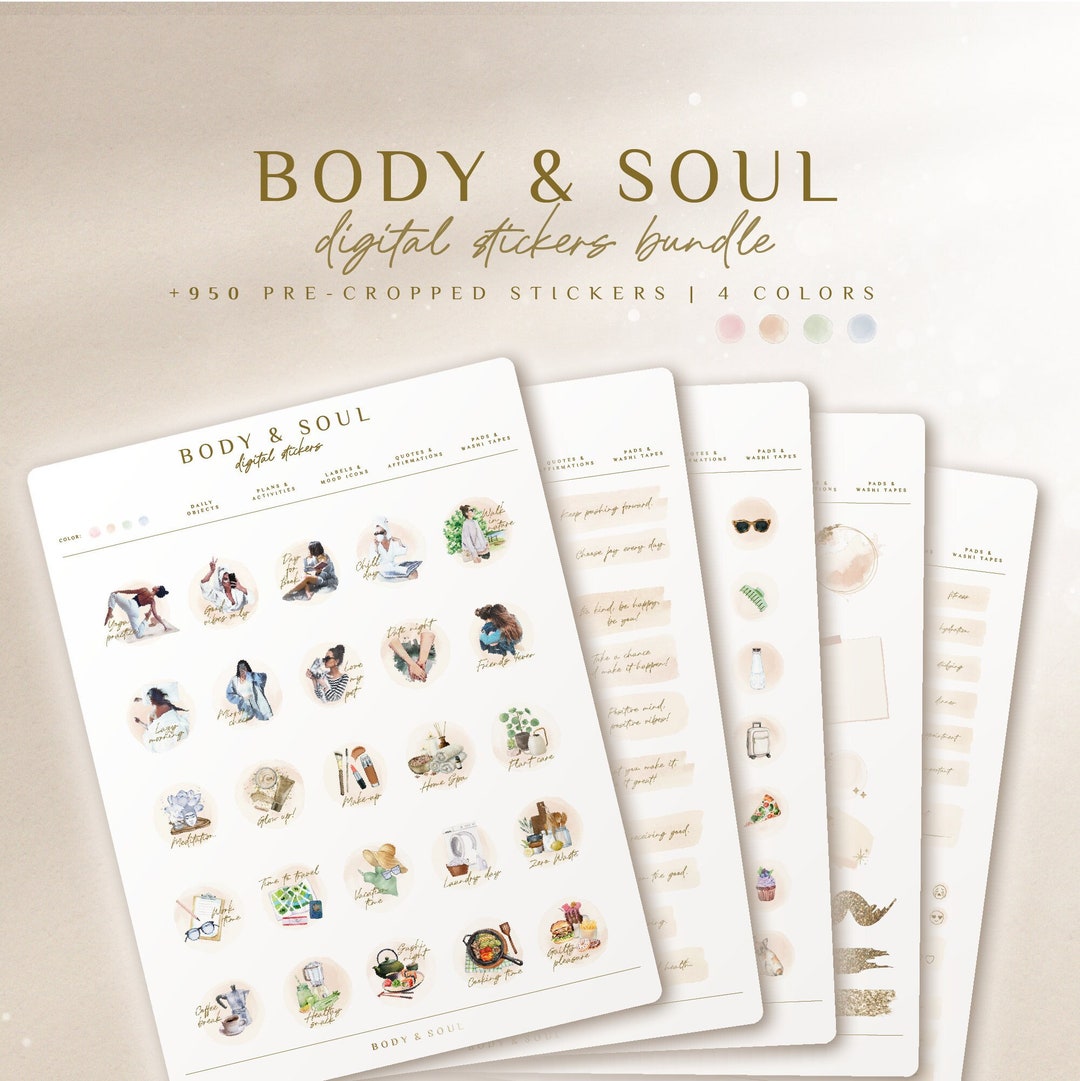 Body&soul Aesthetic Digital Stickers, Digital Planner Stickers ...