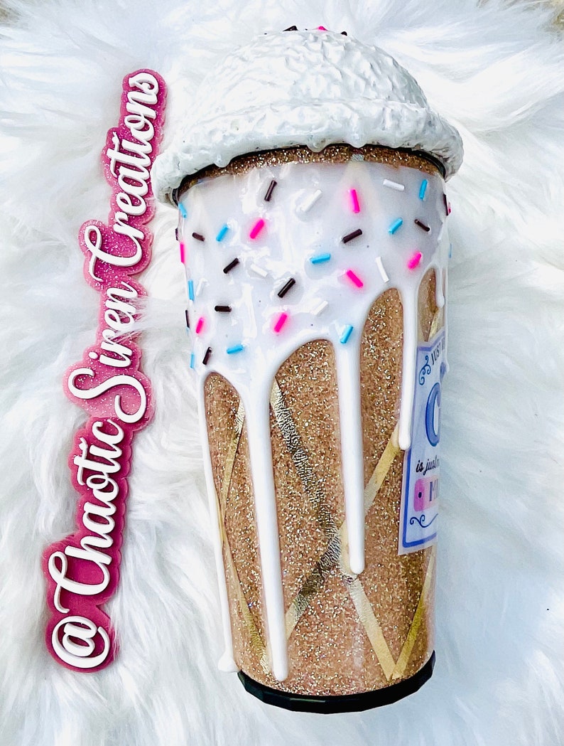 20oz Handmade Ice Cream Tumbler W/faux Drip & Spinkles Etsy