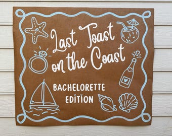 Last Toast on the Coast Bachelorette Banner – Beach Bridal Shower Party Decoration