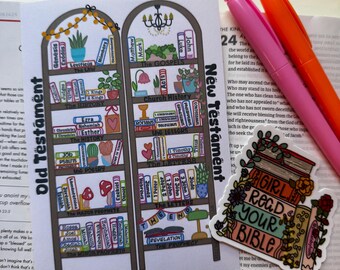 Colorful Sticker Bible Bookshelf Tracker Books of the Bible