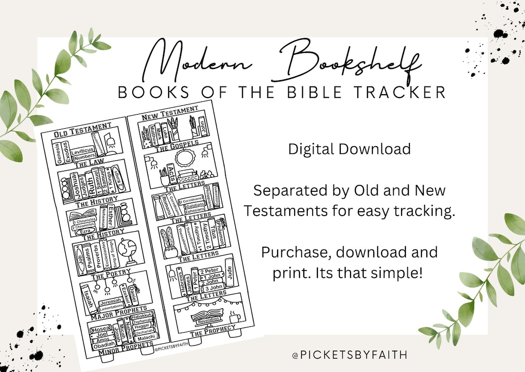 Bible Track Rack Digital Modern Bookshelf Books of the Bible Tracker PDF - Etsy