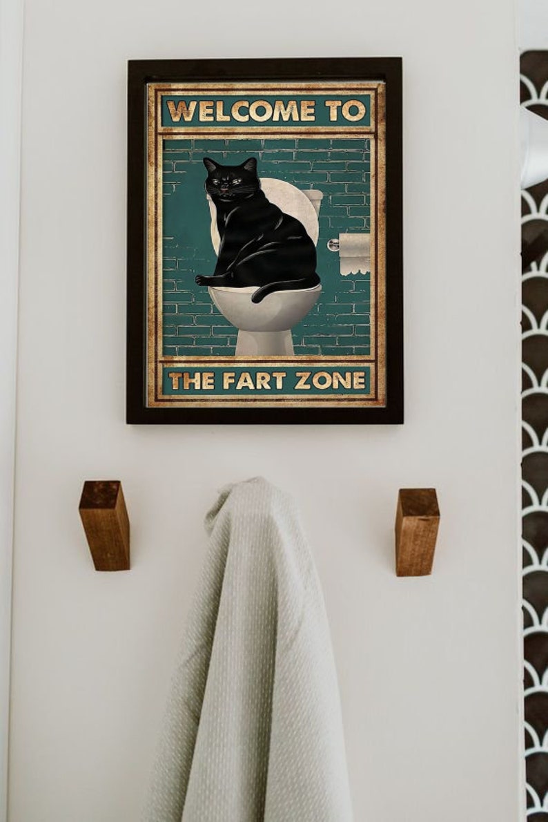 Welcome to the Fart Zone Cat Printable Bathroom Decor - Etsy