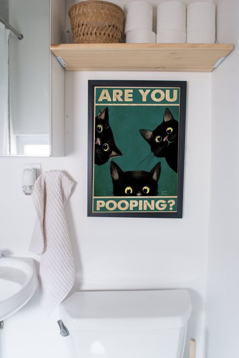 Are You Pooping Black Cats Printable Bathroom Decor Digital Etsy