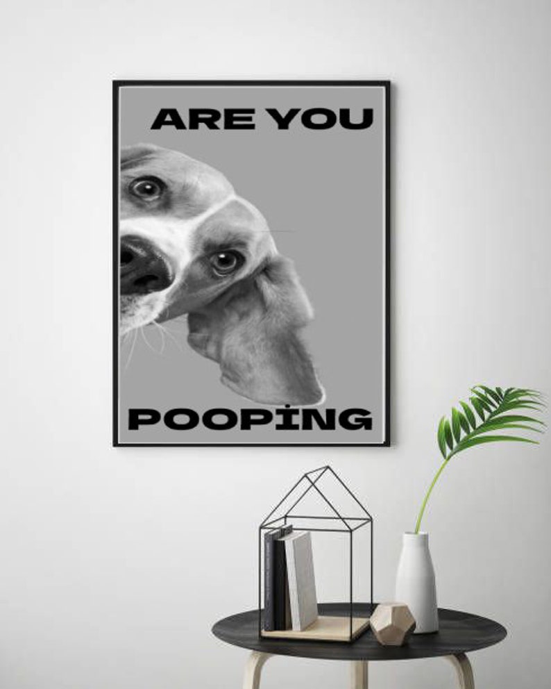 Are You Pooping, Dog Black&white Printable Bathroom Decor, Digital ...