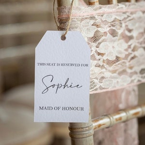 Reserved seating tags, Hammered card or Natural Matte Wedding tags, seating plan (Sienna Collection)