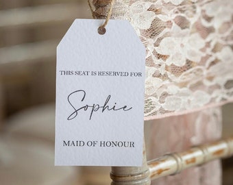 Reserved seating tags, Hammered card or Natural Matte Wedding tags, seating plan (Sienna Collection)