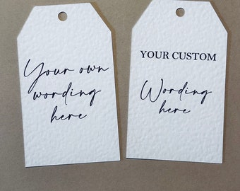 Minimalist 'Bespoke custom wording tags', Hammered card or Natural Matte Wedding tags
