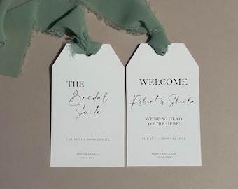 Wedding door tags, personalised room hanger Hammered card or Natural Matte   (Sienna Collection)