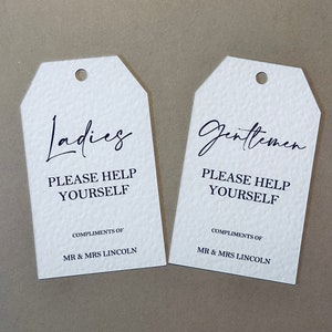 Minimalist 'Bathroom' tag | Ladies & Gentlemen please help yourself | Wedding Reception Tag