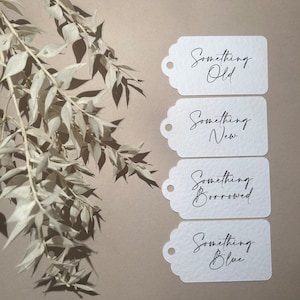 Pack of 4 wedding tags. Something old, Something New, Something borrowed, Something Blue (Sienna Collection)