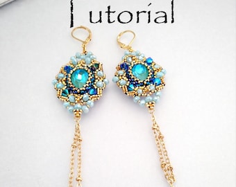Beaded Cabochon Earrings Tutorial PDF, Miyuki Delica Beading Pattern (Digital Download)
