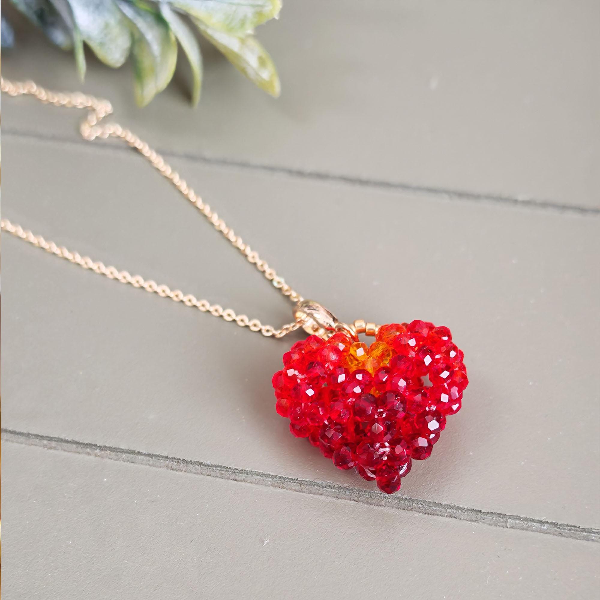 Beaded Heart Pendant Tutorial PDF, Crystal Heart Pattern, Bead Weaving ...