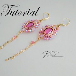 Tutorial beading delica, cabochon earrings, Beaded pattern making earrings