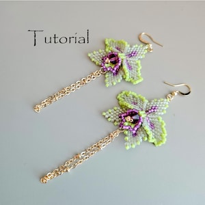 Orchid Flower Beaded Earrings Tutorial – Bead Weaving Pattern PDF