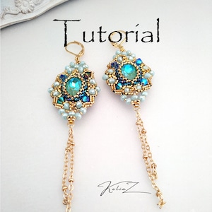 Tutorial beading delica, cabochon earrings, Beaded pattern making earrings