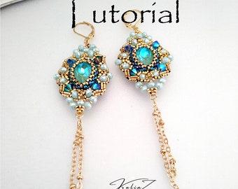 Tutorial beading delica, cabochon earrings, Beaded pattern making earrings