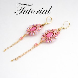 Tutorial beading delica, cabochon earrings, Beaded pattern making earrings