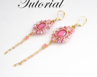 Tutorial beading delica, cabochon earrings, Beaded pattern making earrings