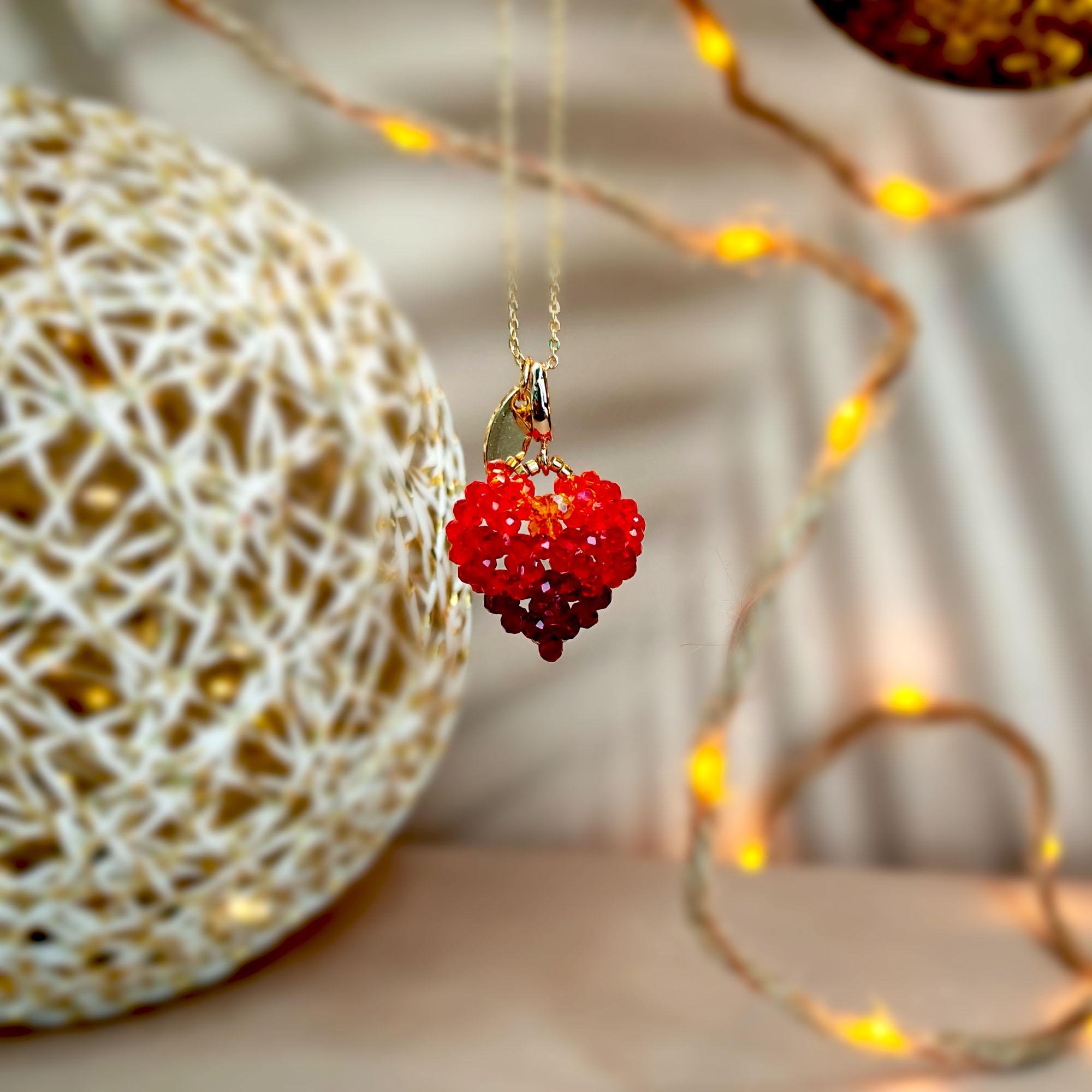 Beaded Heart Pendant Tutorial PDF, Crystal Heart Pattern, Bead Weaving ...