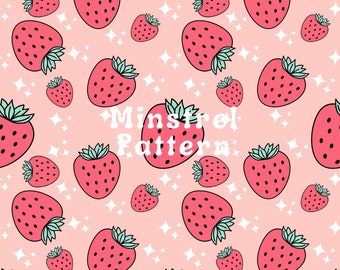 Seamless Retro Bright Strawberry Seamless Pattern for Fabric Sublimation Printing, 300 DPI Digital Paper Custom Fabric Design File