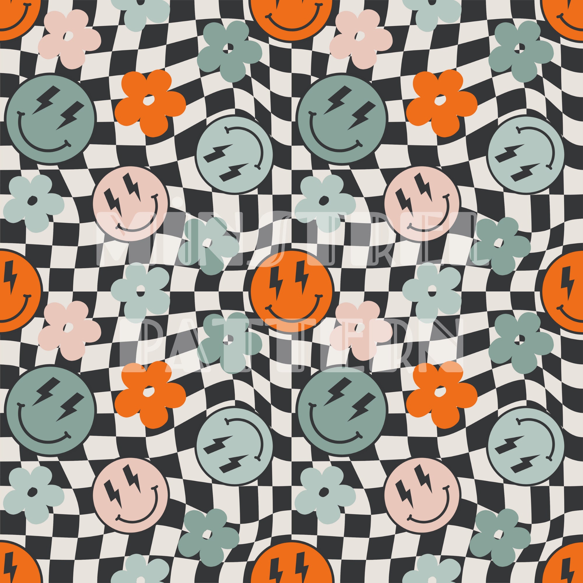Retro Daisy With Happy Face Seamless Pattern Files, Beach Wave ...