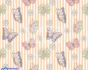 Butterfly Stripes Seamless Pattern: Fabric Sublimation (Commercial Use, Digital Download, Jpeg File)