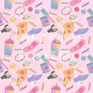 Groovy Y2K Seamless Pattern Files for Retro Girly Fabric Sublimation Printing Custom Digital Papers Fabric Design