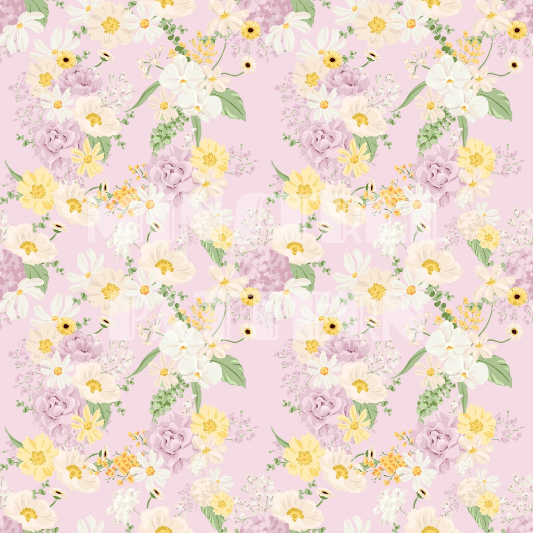Watercolor Flower Seamless Pattern Files for Spring Fabric Sublimation ...