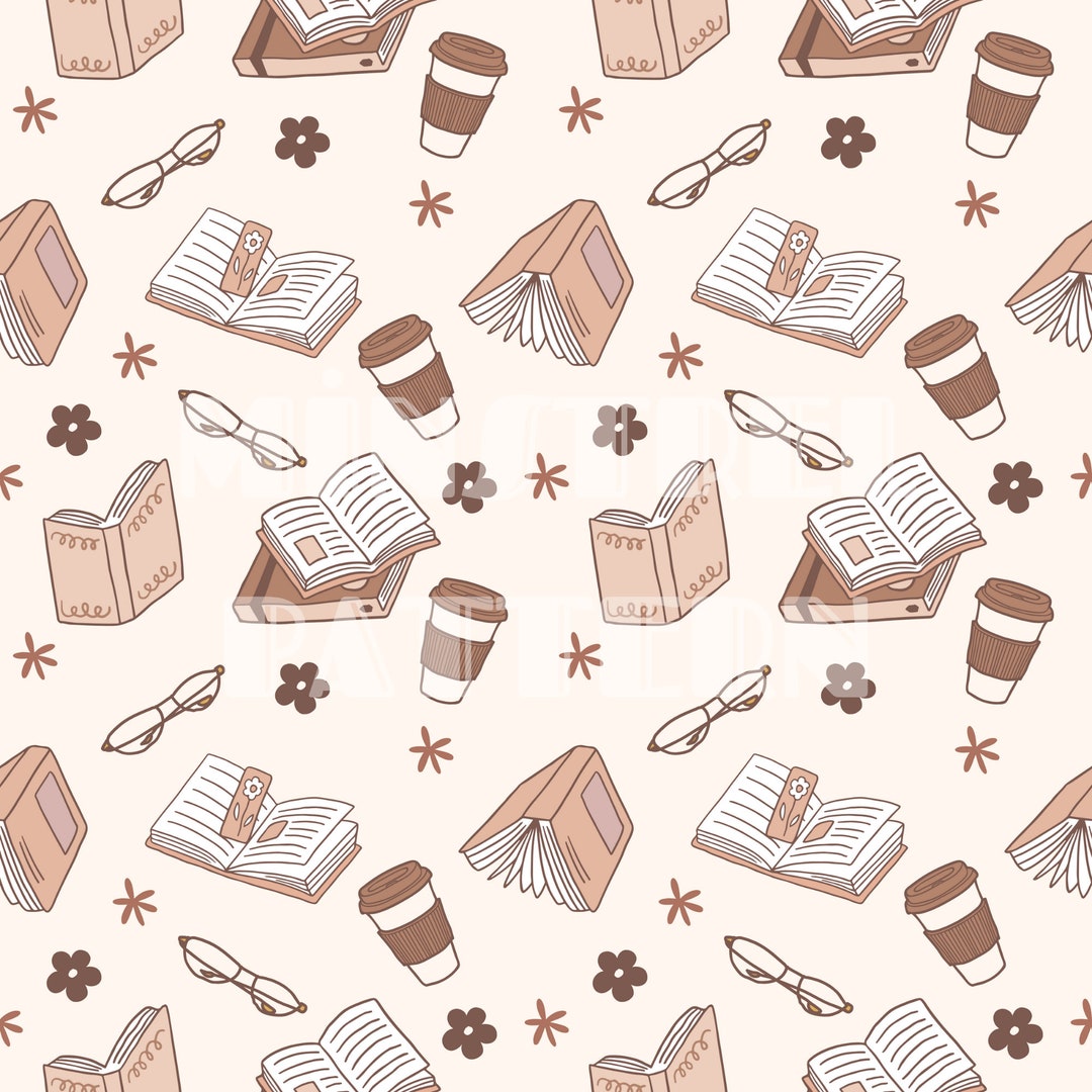 Neutral Book Seamless Pattern Files for Kids Fabric Sublimation ...