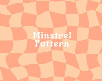 Peachy Wavy Checkerboard Seamless Pattern for Fabric Printing, Summer Color Checkered Trendy Seamless Pattern