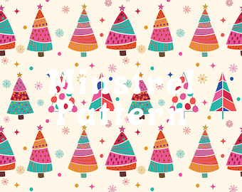 Colorful Christmas Trees Seamless Pattern Files for Fabric Printing Custom Fabric Design Sublimation File