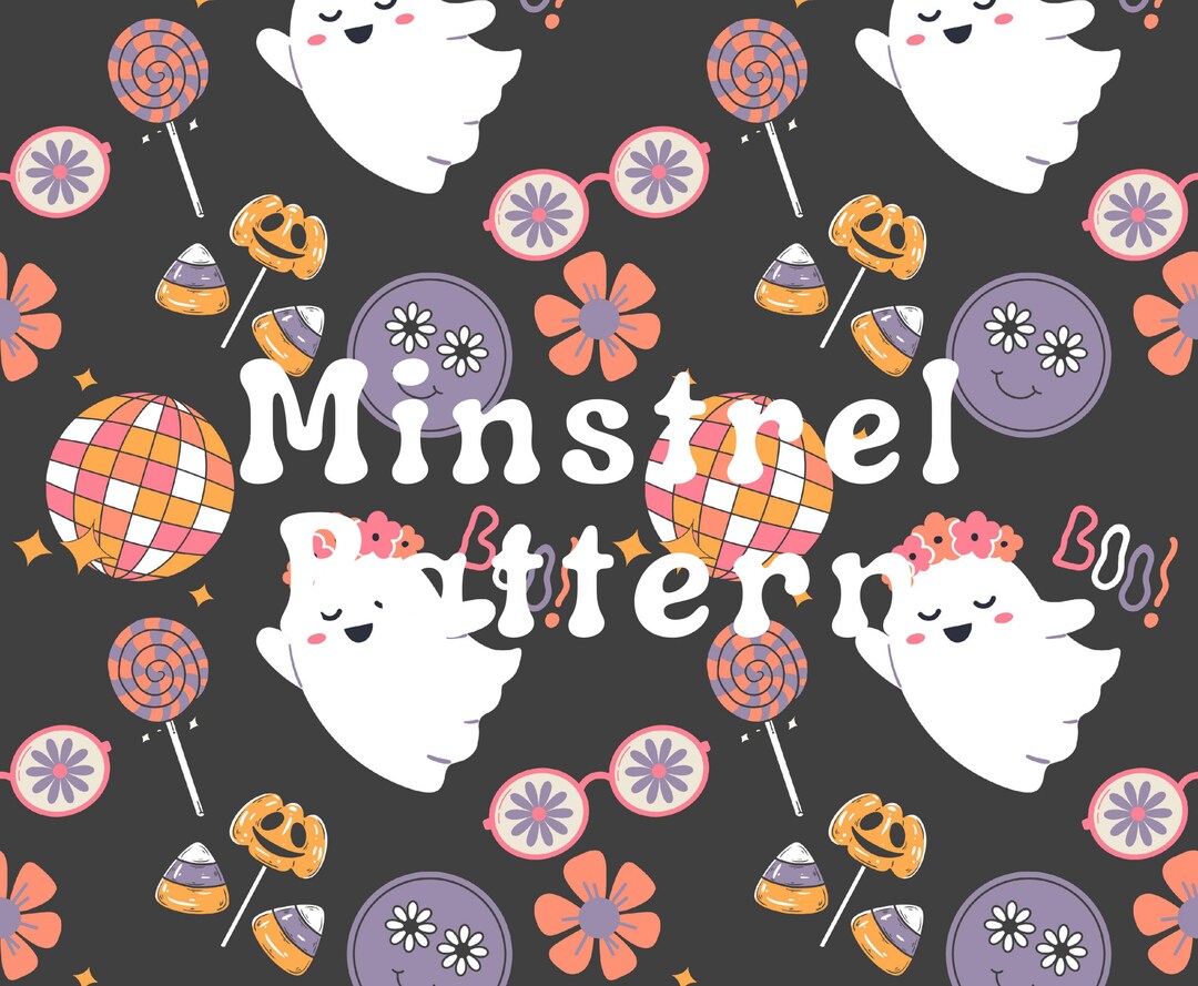 Cute Floral Ghost Seamless Pattern Halloween Files for Disco Ball ...