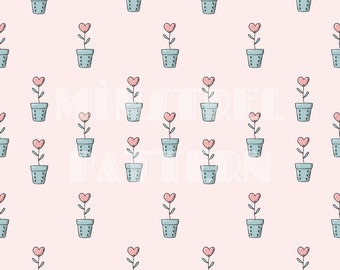 Love Plant Valentine Botanical Seamless Pattern Files for Valentines Day Fabric Printing Sublimation, Love Day Printable Paper