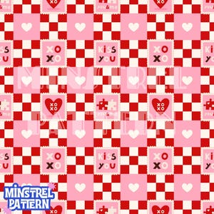 XOXO Patchwork Seamless Pattern File for Valentines Day Fabric Printing (Digital File)