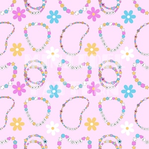 BFF Armband nahtlose Muster, Freundschaft Stoff Druck Sublimation, Y2K benutzerdefinierte Stoff Design Datei, Retro Daisy Digital Paper