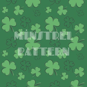 Classic Green Clover St Patricks Day Seamless Pattern Files, Irish Shamrock Seamless Pattern for Fabric Printing Custom Printable Paper