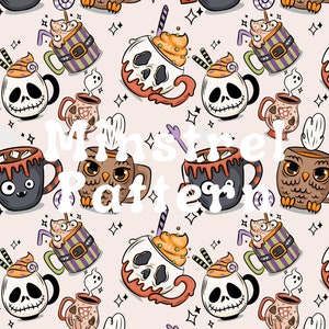 Halloween Spooky Seamless Pattern Ghost Pattern Files for Fabric Design for Fabric Sublimation Digital Paper File