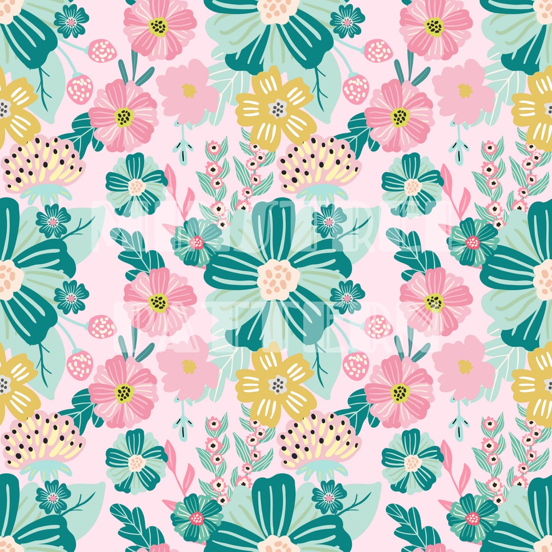 Floral Spring Print Pink Seamless Pattern Files, Summer Flower Fabric ...