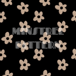 Daisy and Checkered Black Seamless Pattern File, Floral Matching Fabric ...