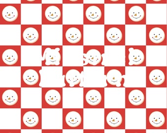 Snowman Cookies with Check Seamless Digital Pattern Christmas File Digital Papers for Fabric Printing Sublimation